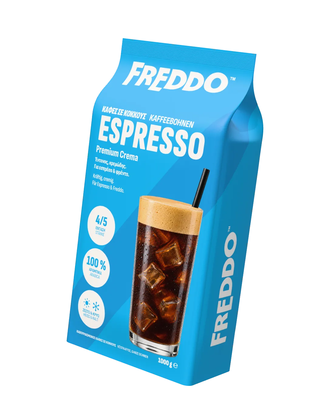 FREDDO Espresso, Beutel mit 1 kg ganzen Kaffeebohnen